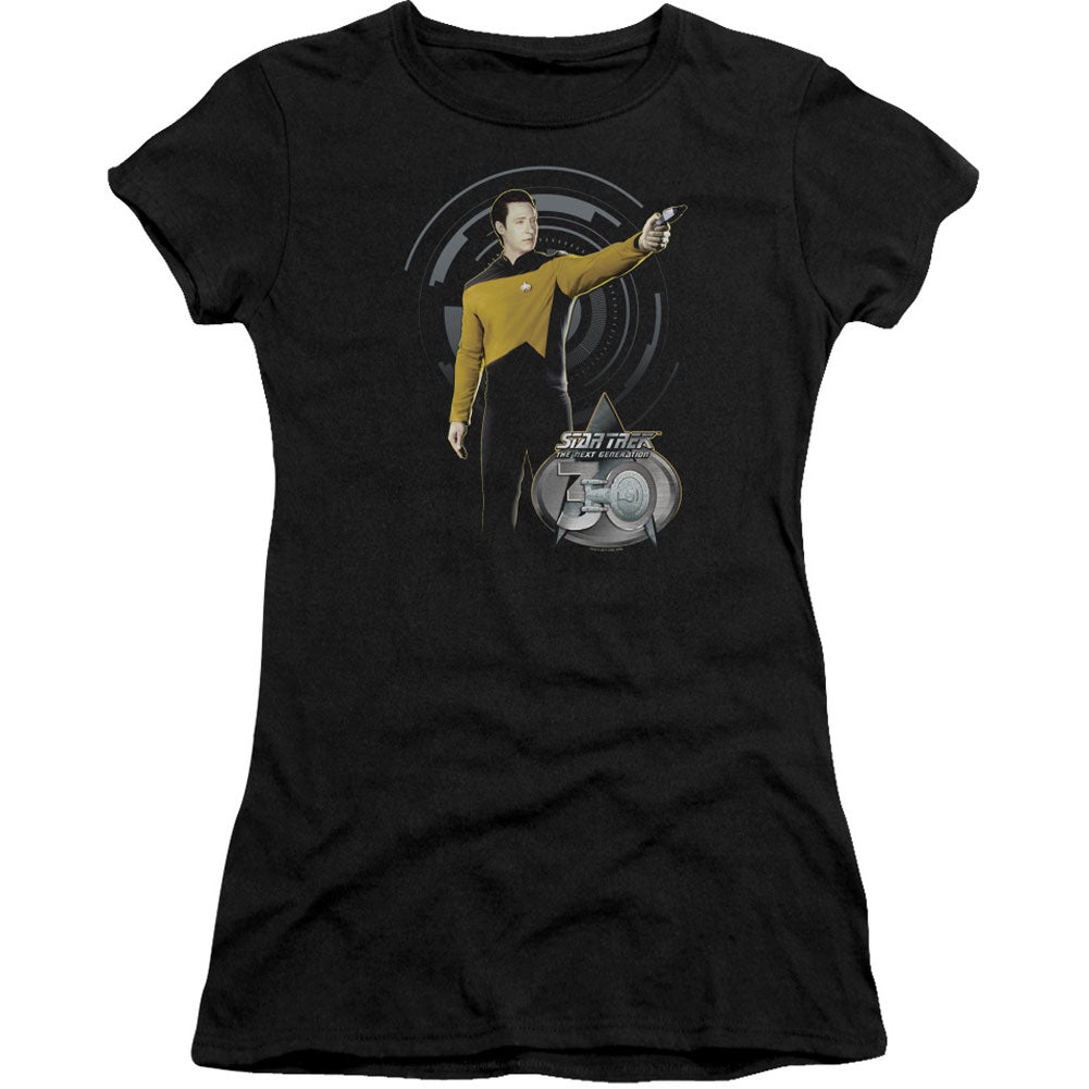 Star Trek Data 30 Cap Sleeve Junior Top Front