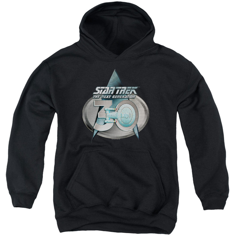 Star Trek Tng 30 Logo Youth 50% Poly Hooded Sweatshirt Front
