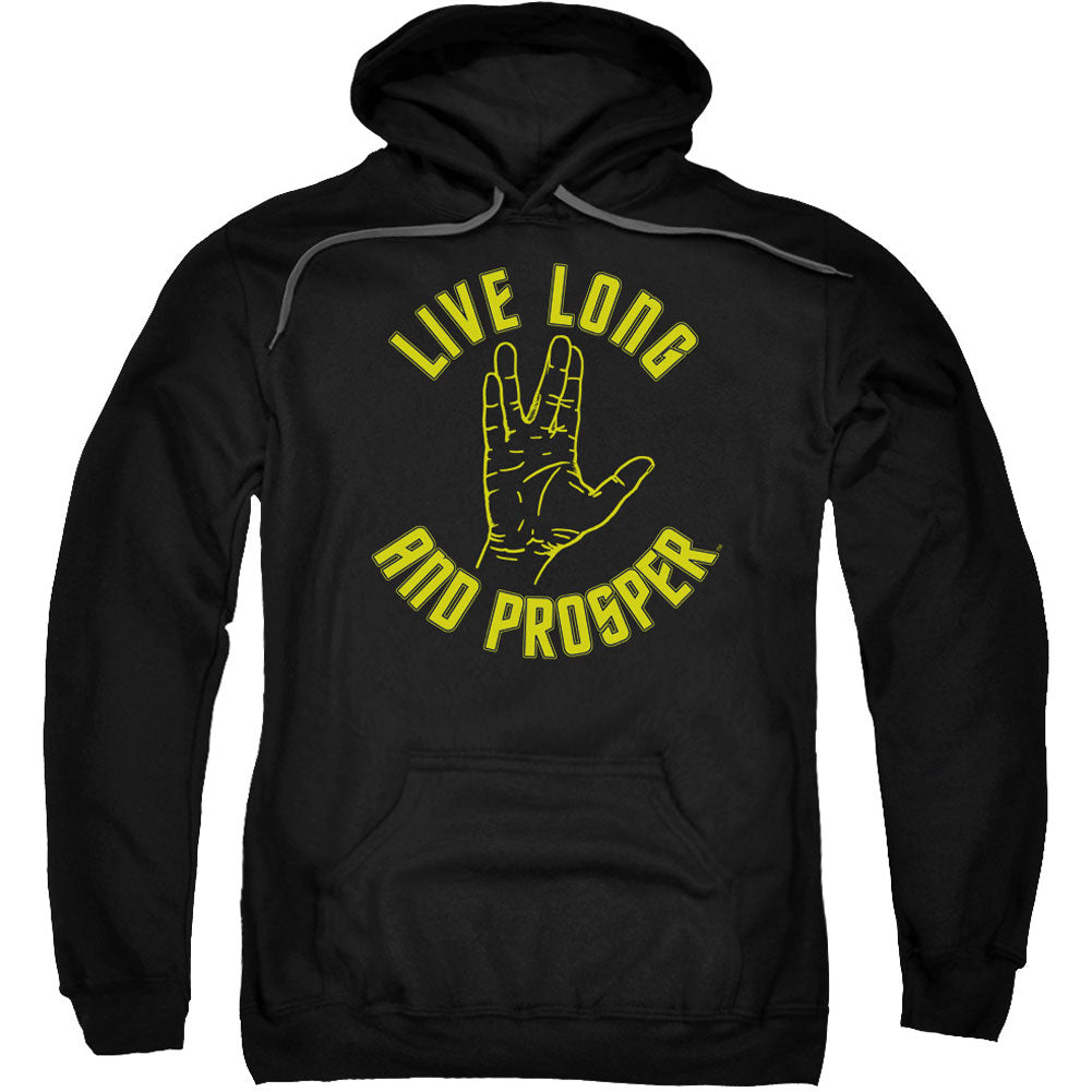 Star Trek Live Long Hand Adult 25% Poly Hooded Sweatshirt Front