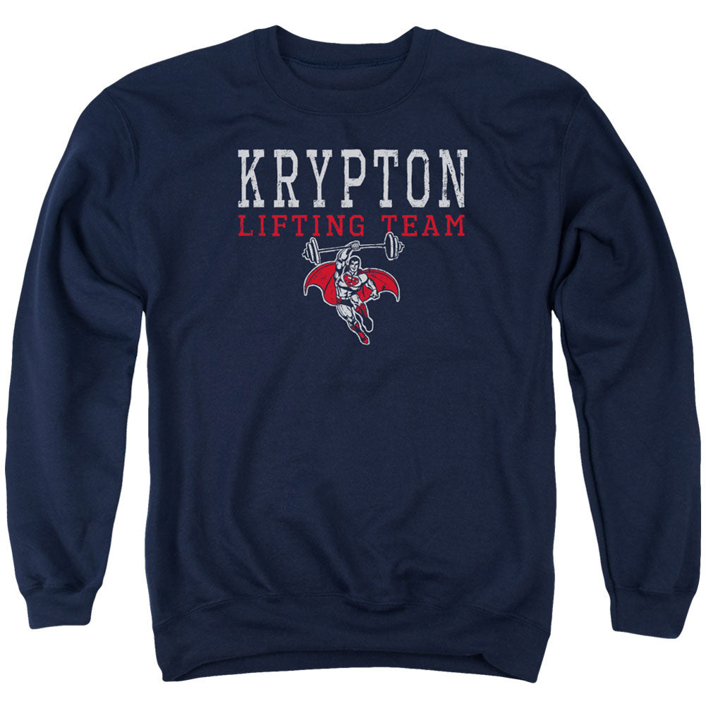 DC Comics Krpton Lifting Adult Sweatshirt Front