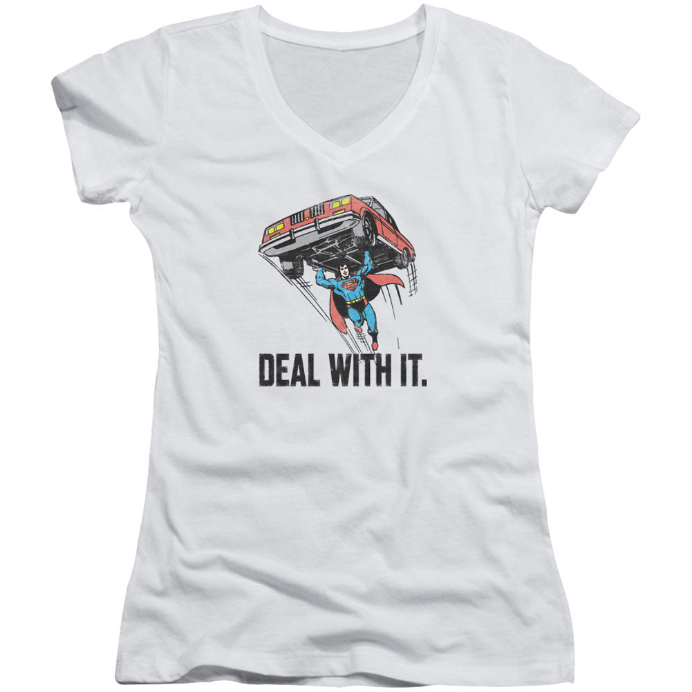 DC Comics Deal With It V-Neck Junior Top Front