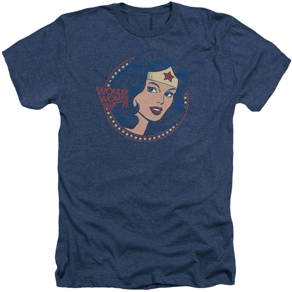 DC Comics Ww75 Starburst Portrait Adult Heather 40% Poly T-shirt Front
