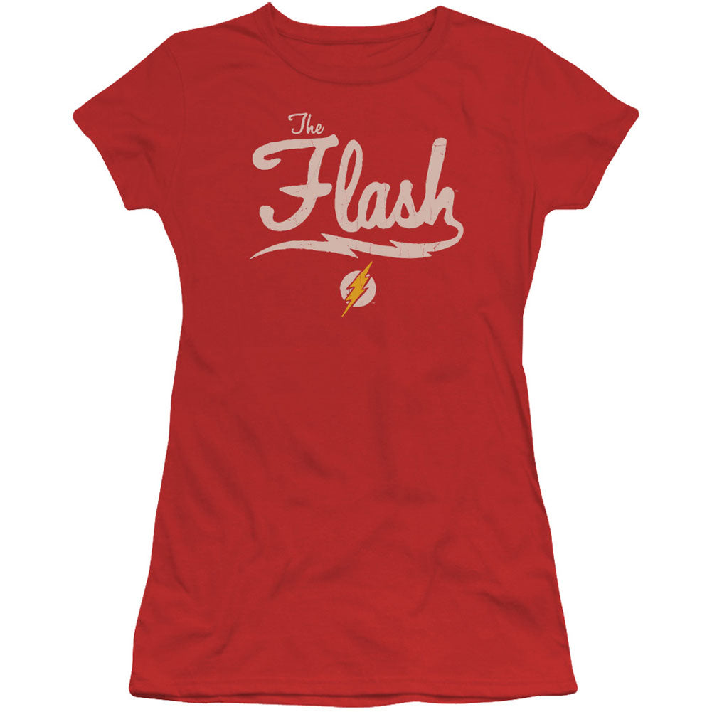Justice League Of America Old School Flash Cap Sleeve Junior Top Front