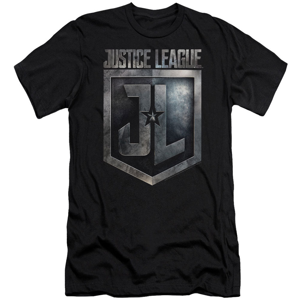 Justice League Shield Logo Premium Canvas Brand Slim Fit T-shirt Front