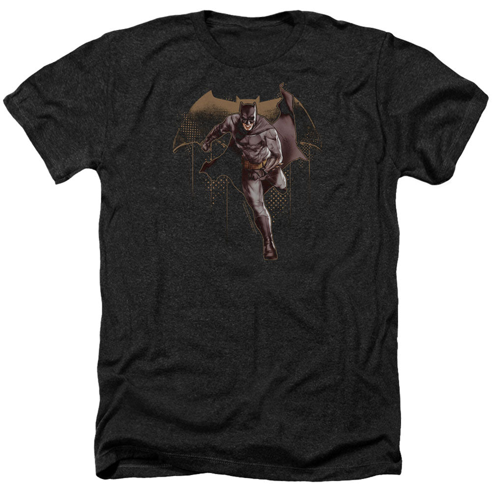Justice League Caped Crusader Adult Heather 40% Poly T-shirt Front