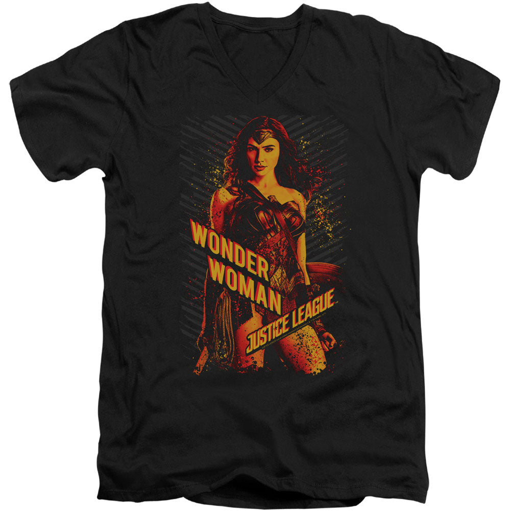 Justice League Wonder Woman Adult V-Neck Slim Fit T-shirt Front