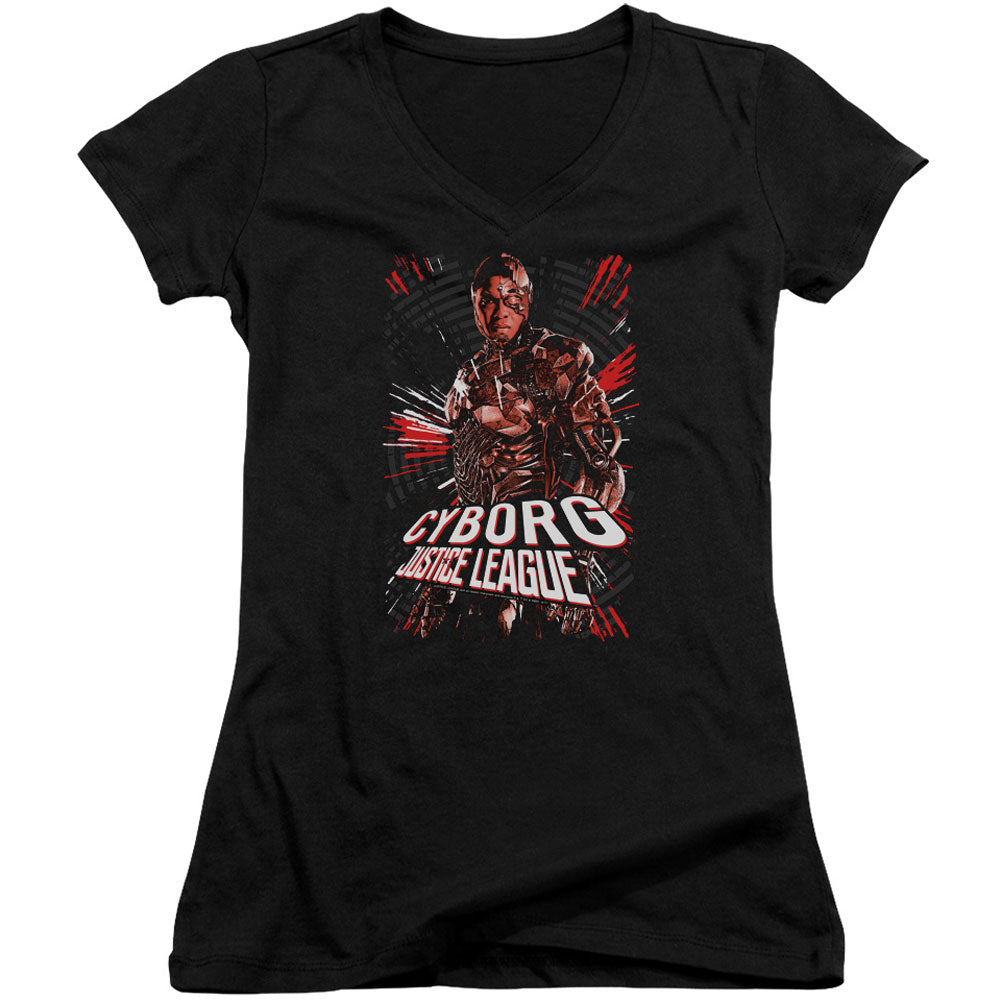Justice League Cyborg V-Neck Junior Top Front