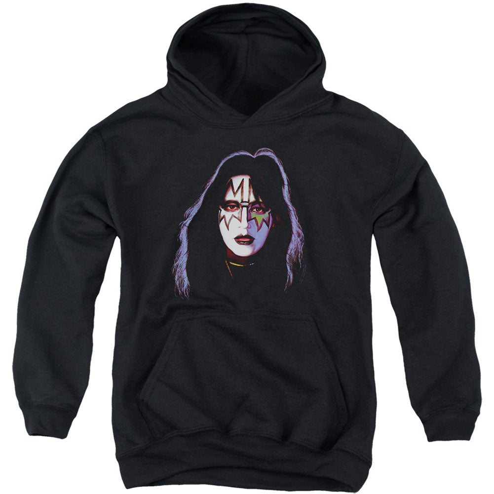 KISS Ace Frehley Cover Youth 50% Poly Hooded Sweatshirt Front
