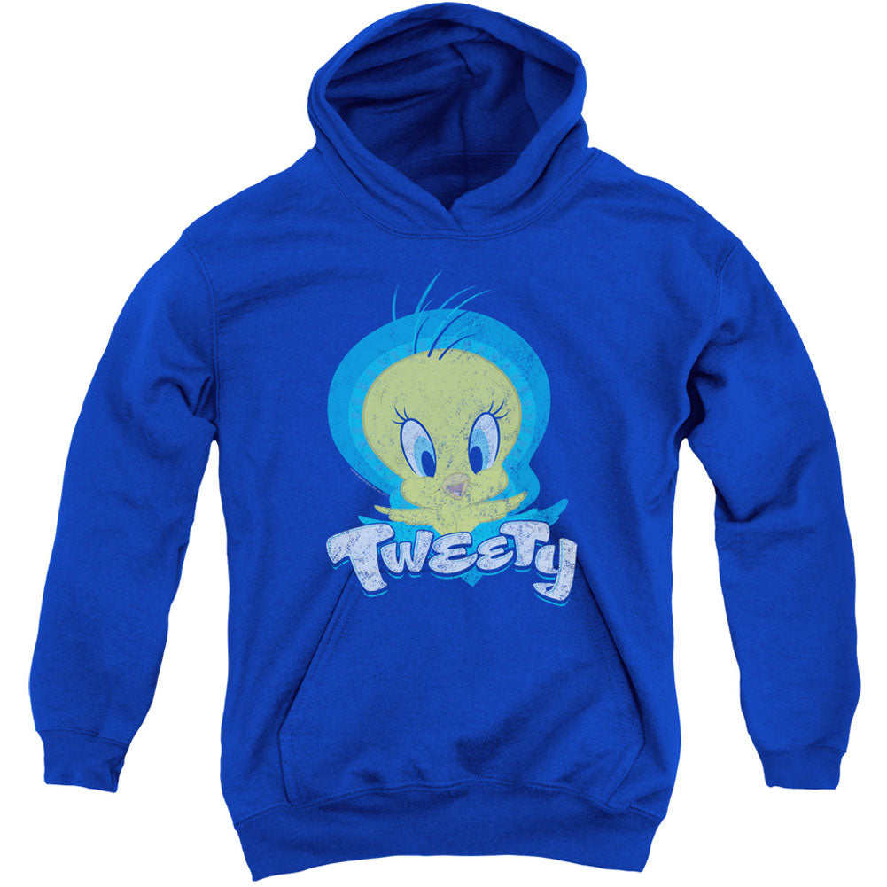 Looney Tunes Tweety Swirl Youth 50% Poly Hooded Sweatshirt Front