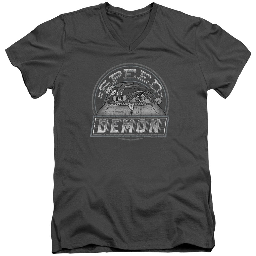 Looney Tunes Speed Demon Adult V-Neck Slim Fit T-shirt Front