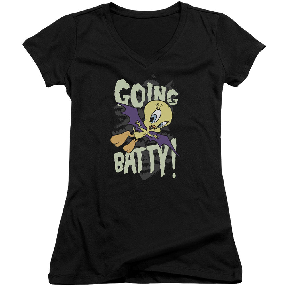 Looney Tunes Going Batty V-Neck Junior Top Front