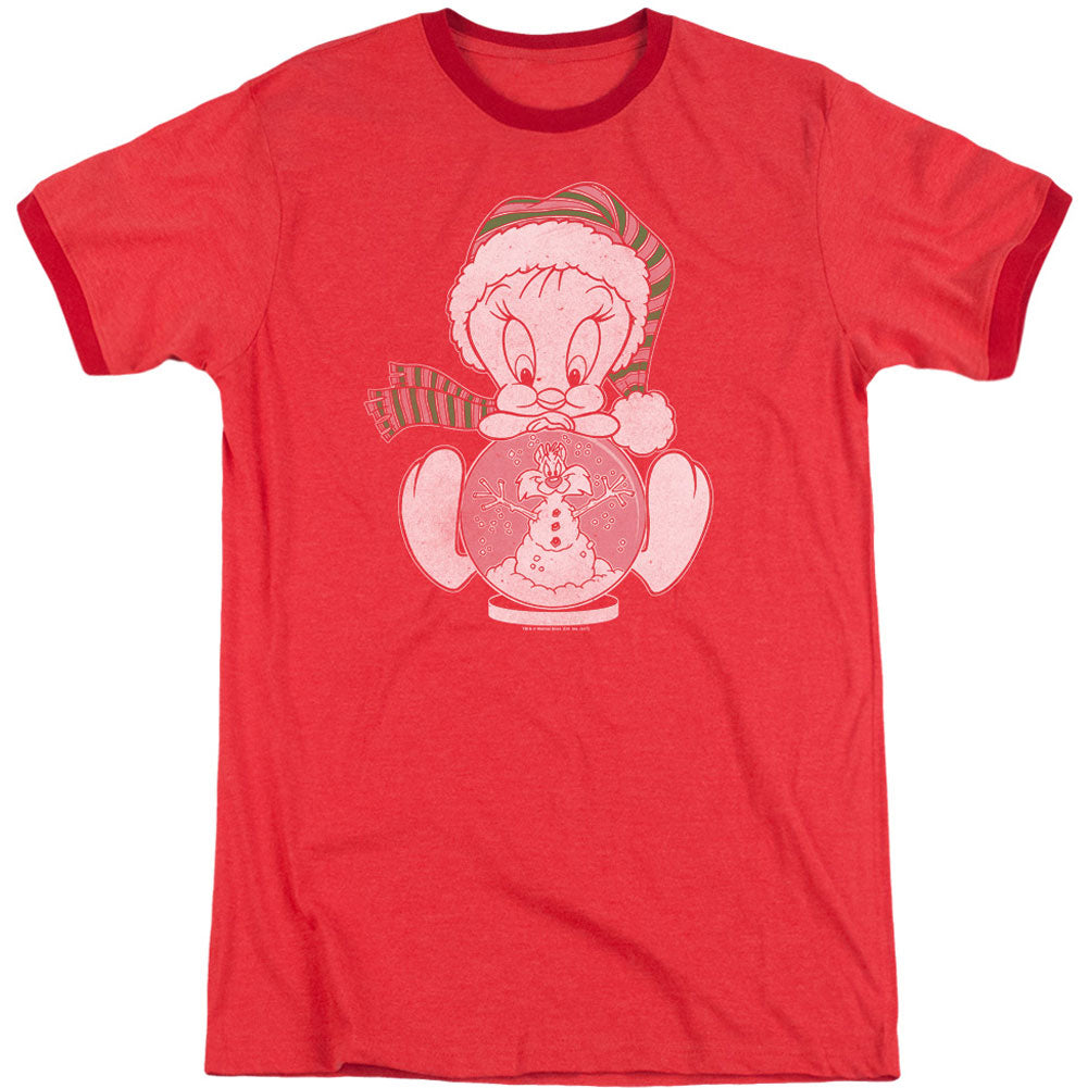 Looney Tunes Tweey Globe Adult Ringer T-shirt Front
