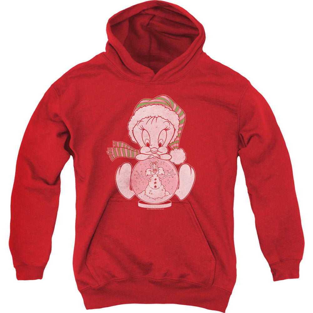 Looney Tunes Tweey Globe Youth 50% Poly Hooded Sweatshirt Front