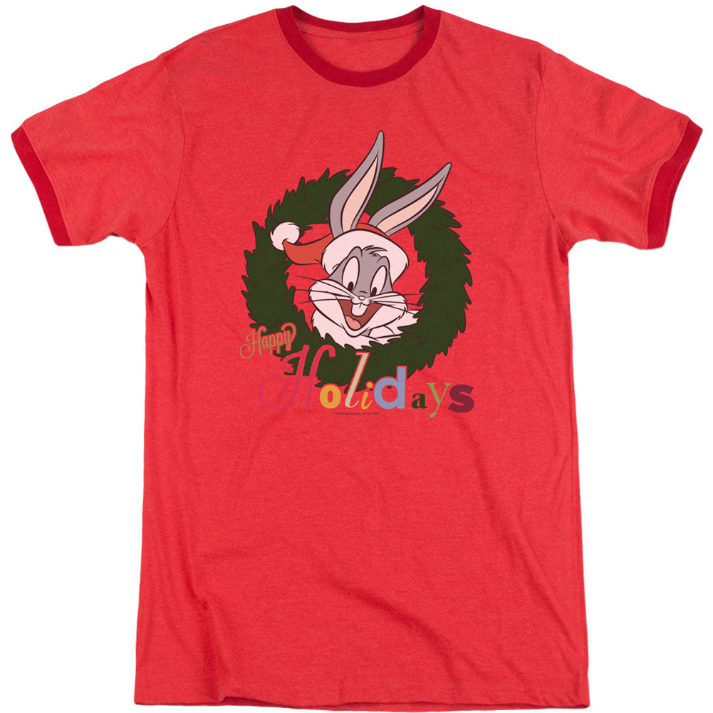 Looney Tunes Holiday Bunny Adult Ringer T-shirt Front