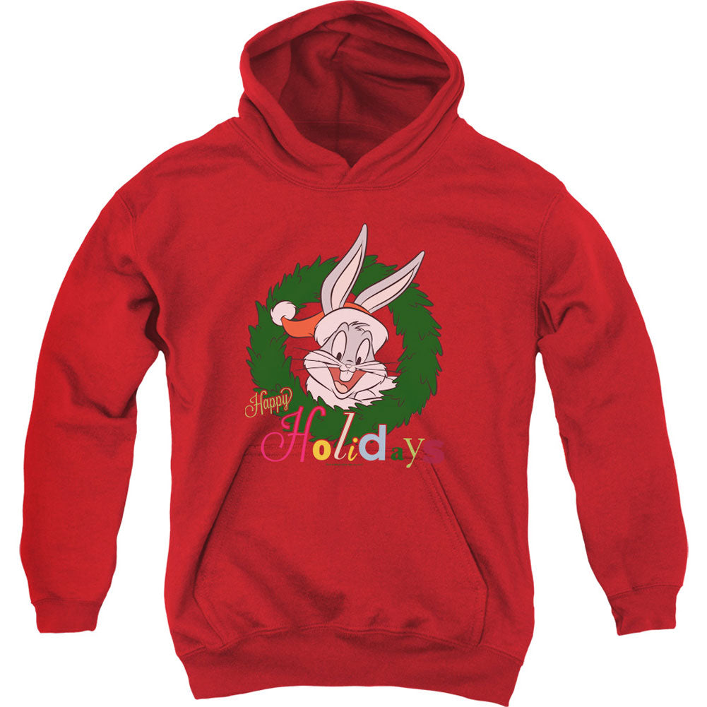 Looney Tunes Holiday Bunny Youth 50% Poly Hooded Sweatshirt Front