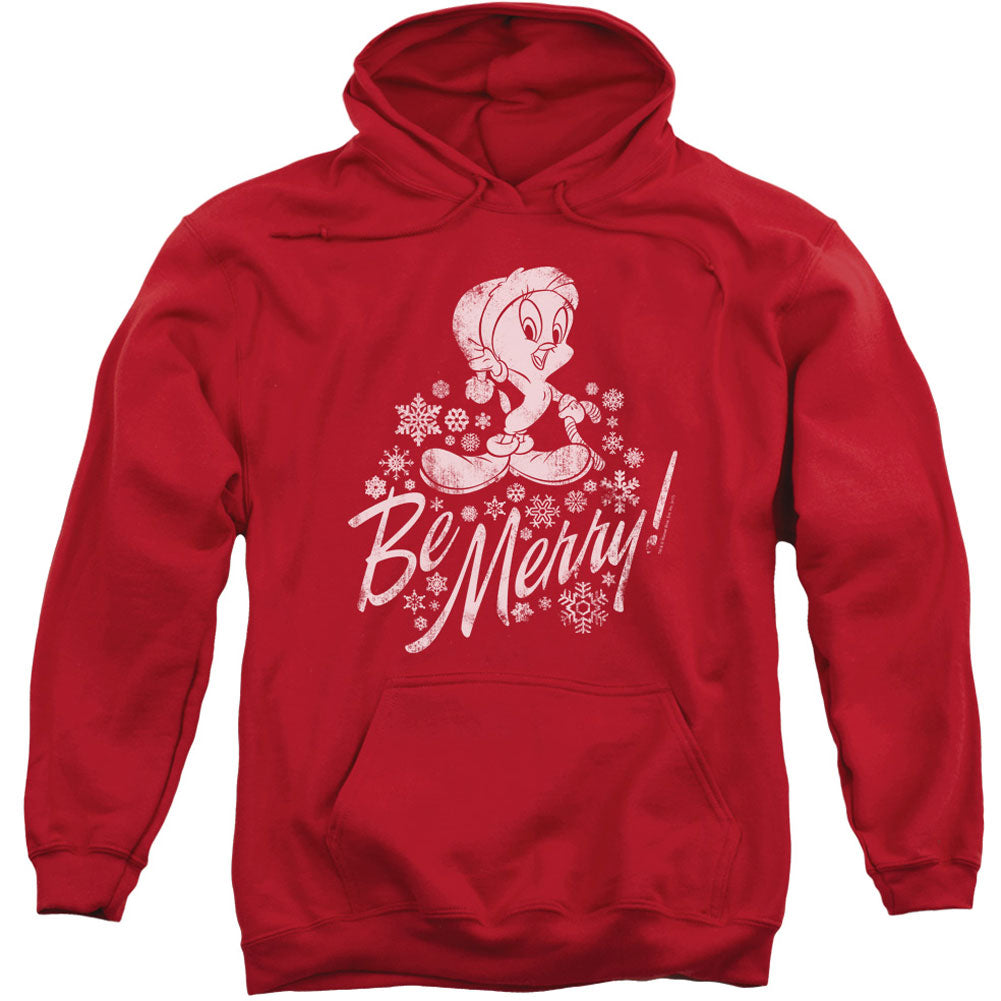 Looney Tunes Merry Tweety Adult 25% Poly Hooded Sweatshirt Front
