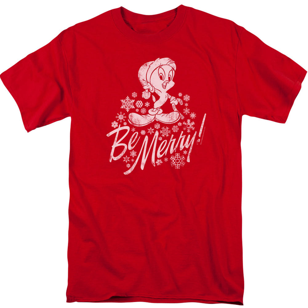 Looney Tunes Merry Tweety Adult T-shirt Front