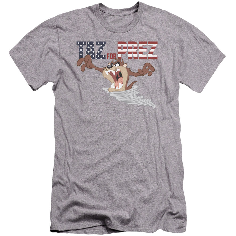 Looney Tunes Taz For Prez 3 Premium Canvas Brand Slim Fit T-shirt Front