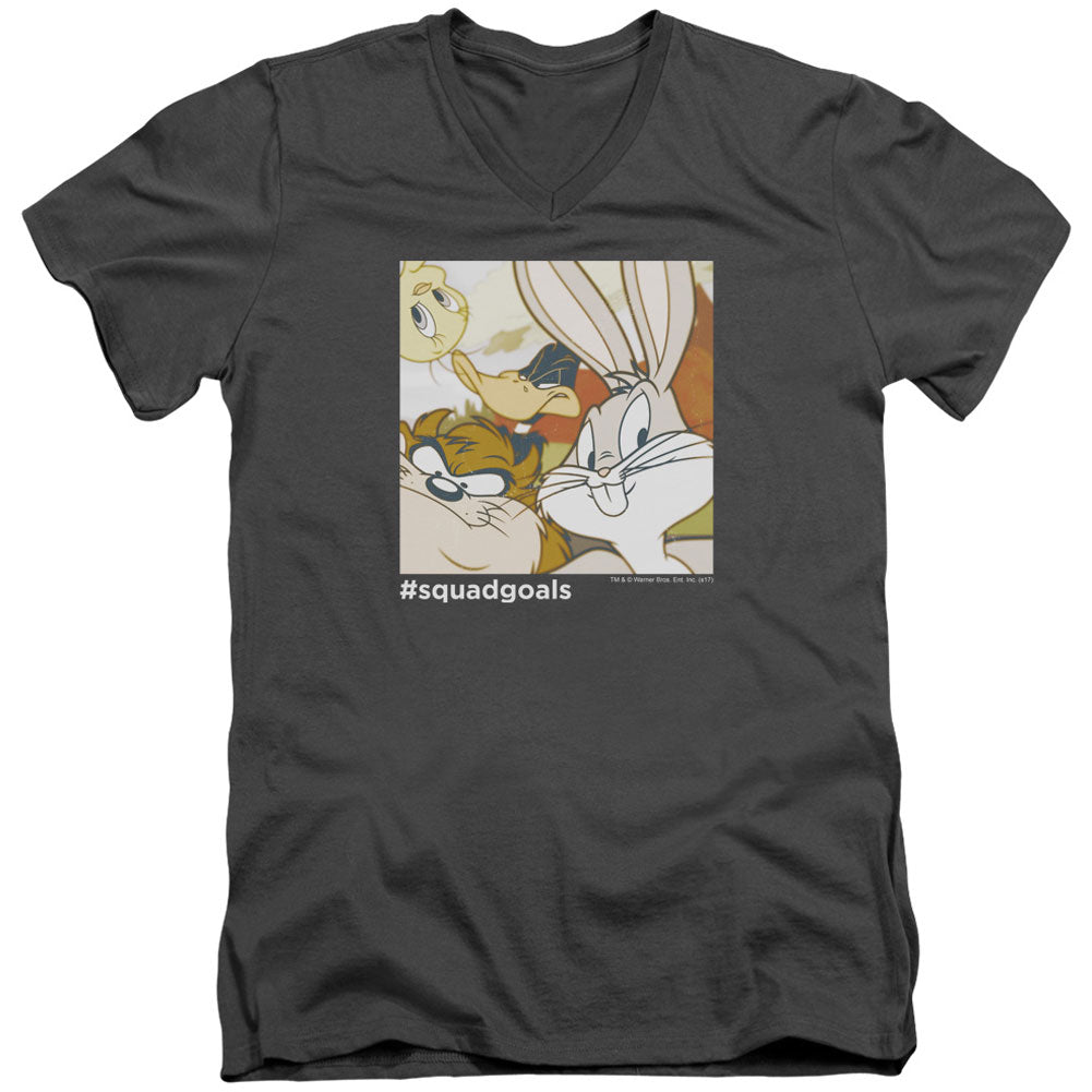 Looney Tunes Squad Goals Adult V-Neck Slim Fit T-shirt Front