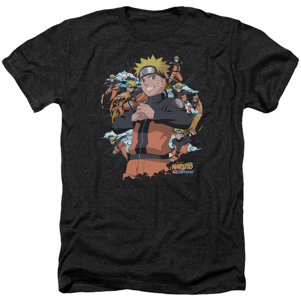 Naruto Shadow Clone Adult Heather 40% Poly T-shirt Front
