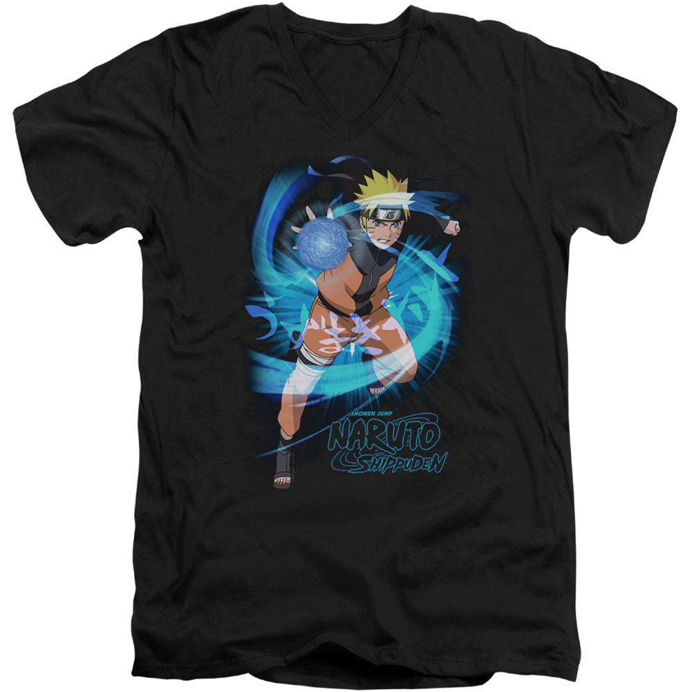 Naruto Energy Blast Adult V-Neck Slim Fit T-shirt Front