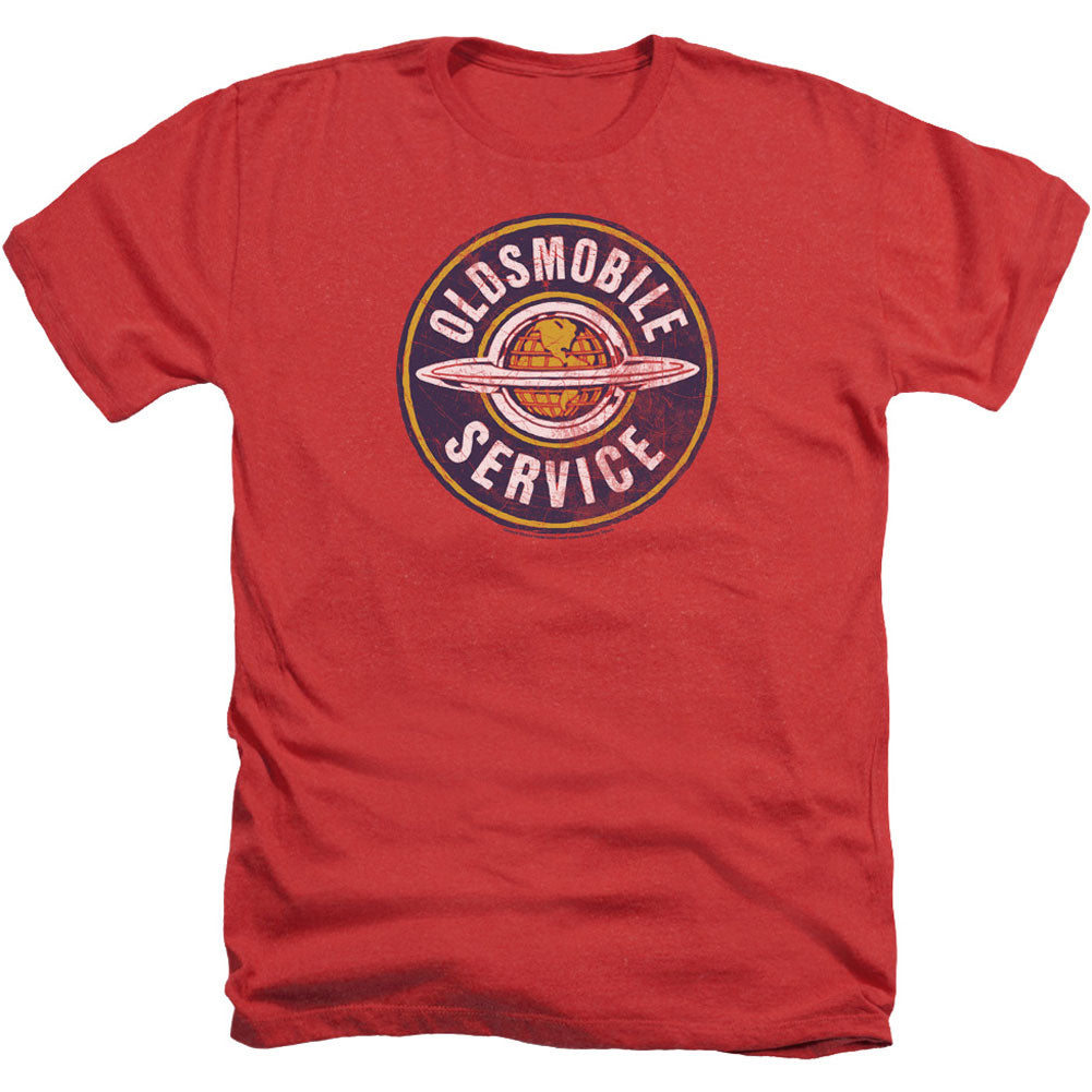 Oldsmobile Vintage Service Adult Heather 40% Poly T-shirt Front