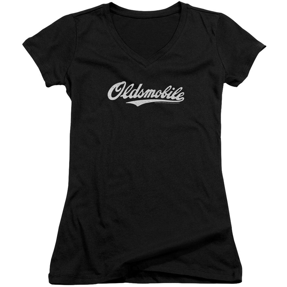Oldsmobile Cursive Logo V-Neck Junior Top Front
