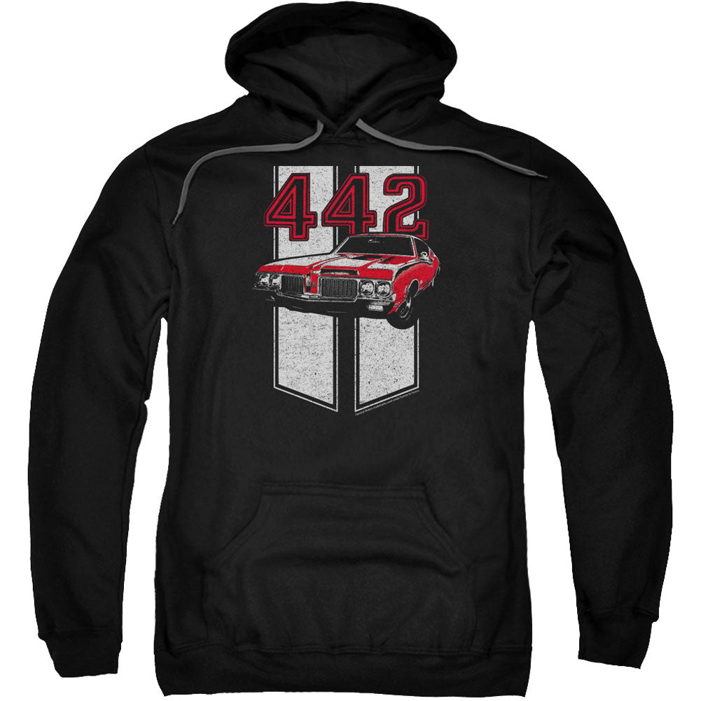 Oldsmobile 442 Adult 25% Poly Hooded Sweatshirt Front