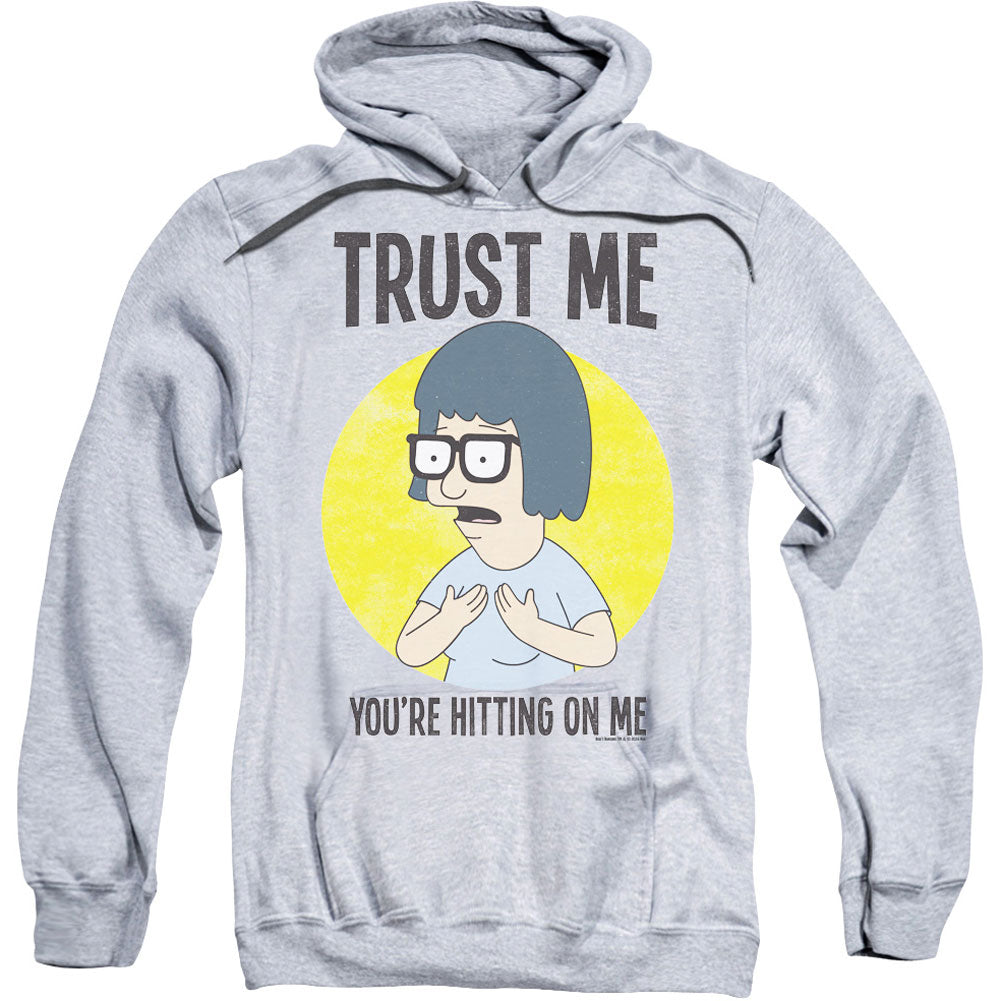 Bobs Burgers Trust Me Adult 25% Poly Hooded Sweatshirt Front