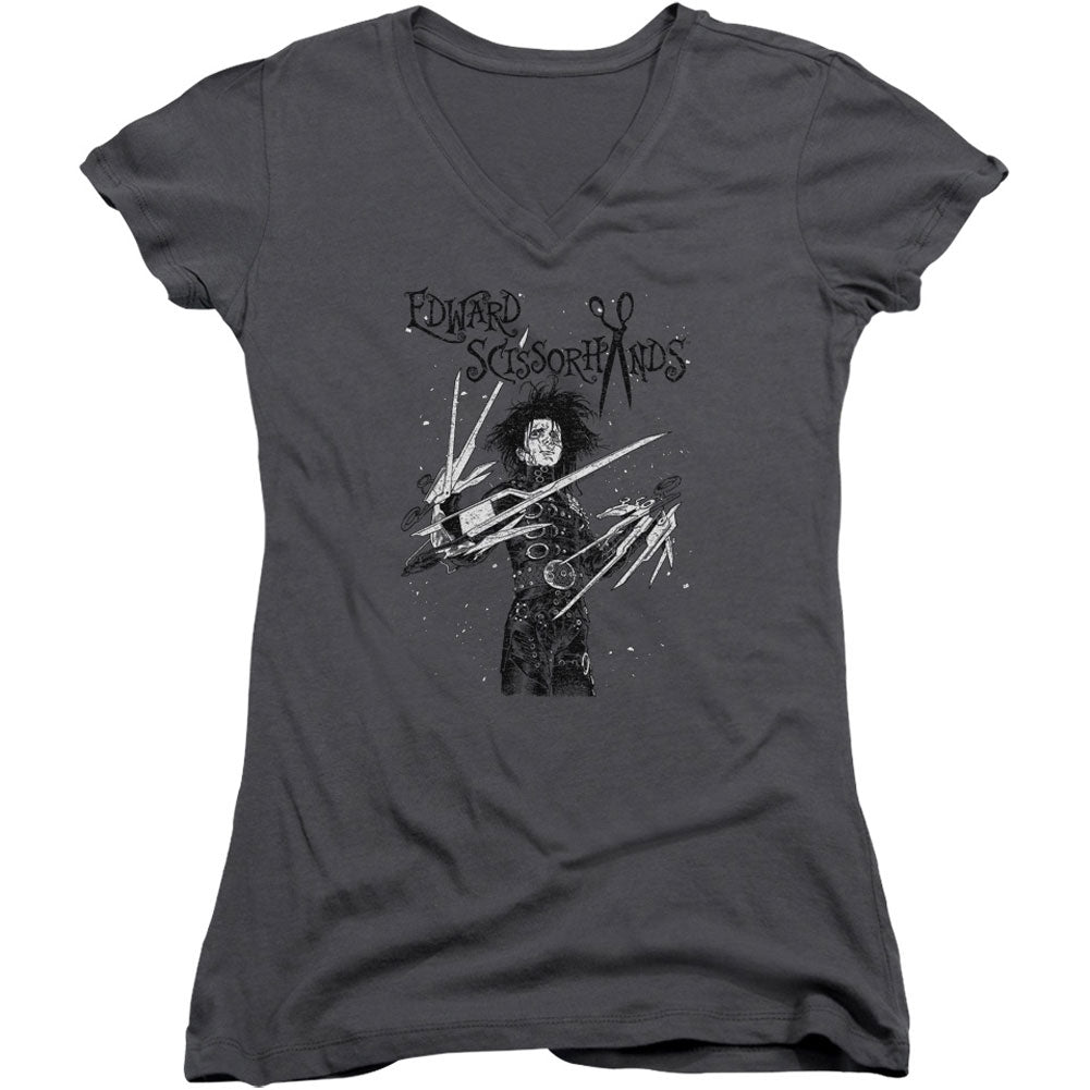 Edward Scissorhands Snowy Night V-Neck Junior Top Front