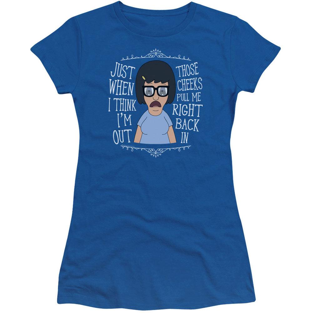 Bobs Burgers Pull Me In Cap Sleeve Junior Top Front