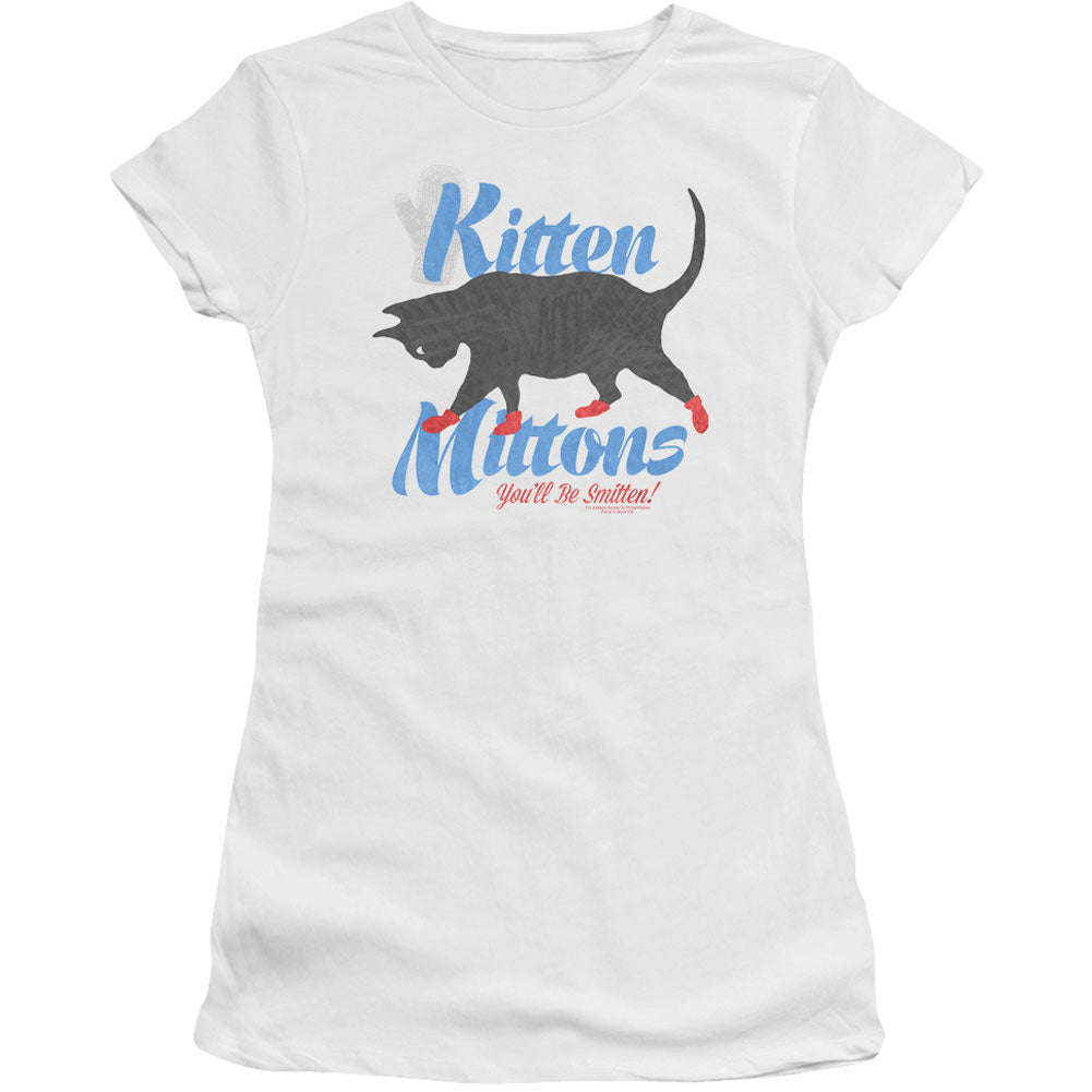 Its Always Sunny In Philadelphia Kitten Mittons Cap Sleeve Junior Top Front