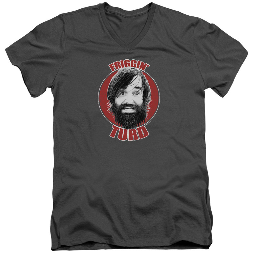 Last Man On Earth Friggin Turd Adult V-Neck Slim Fit T-shirt Front