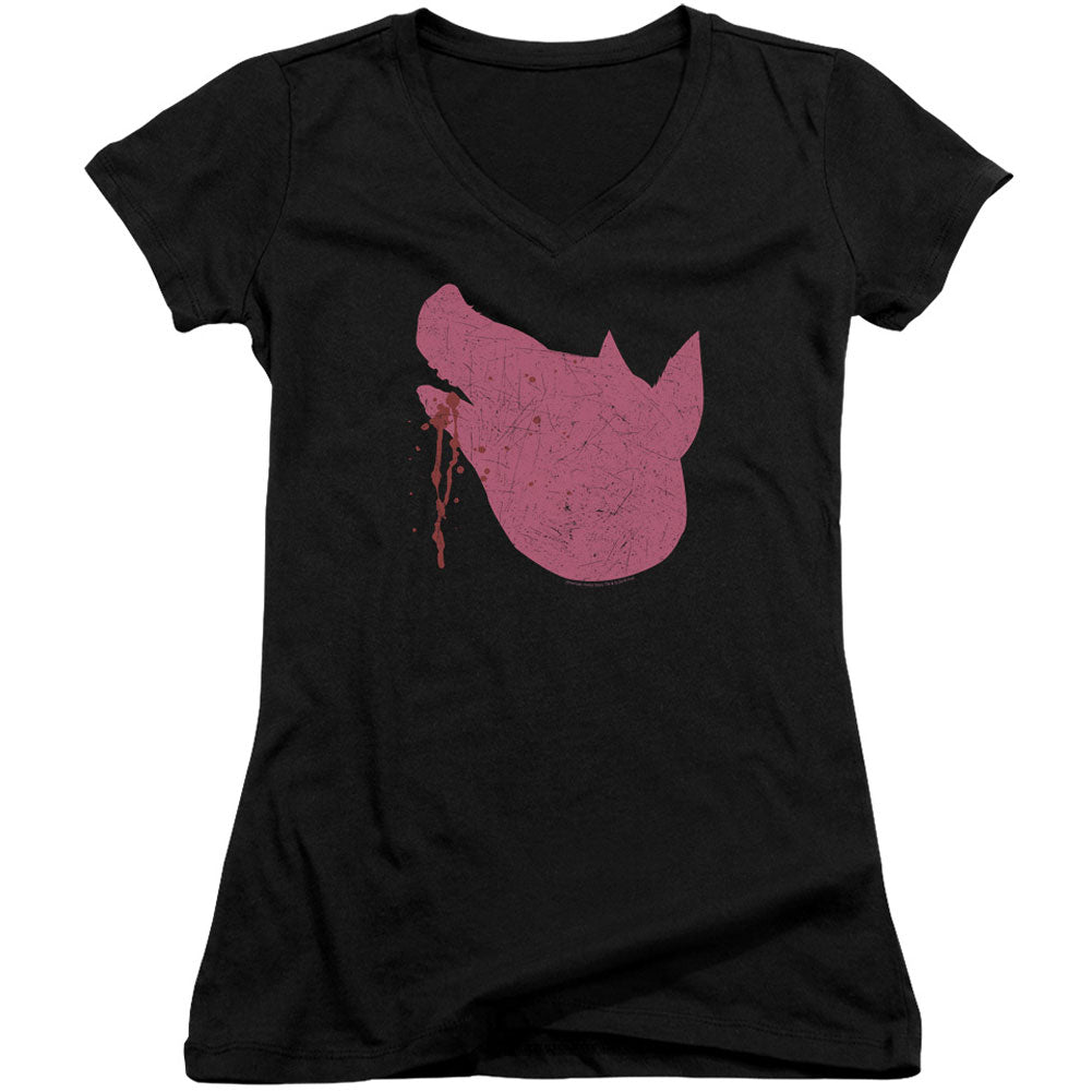American Horror Story Pig Head V-Neck Junior Top Front