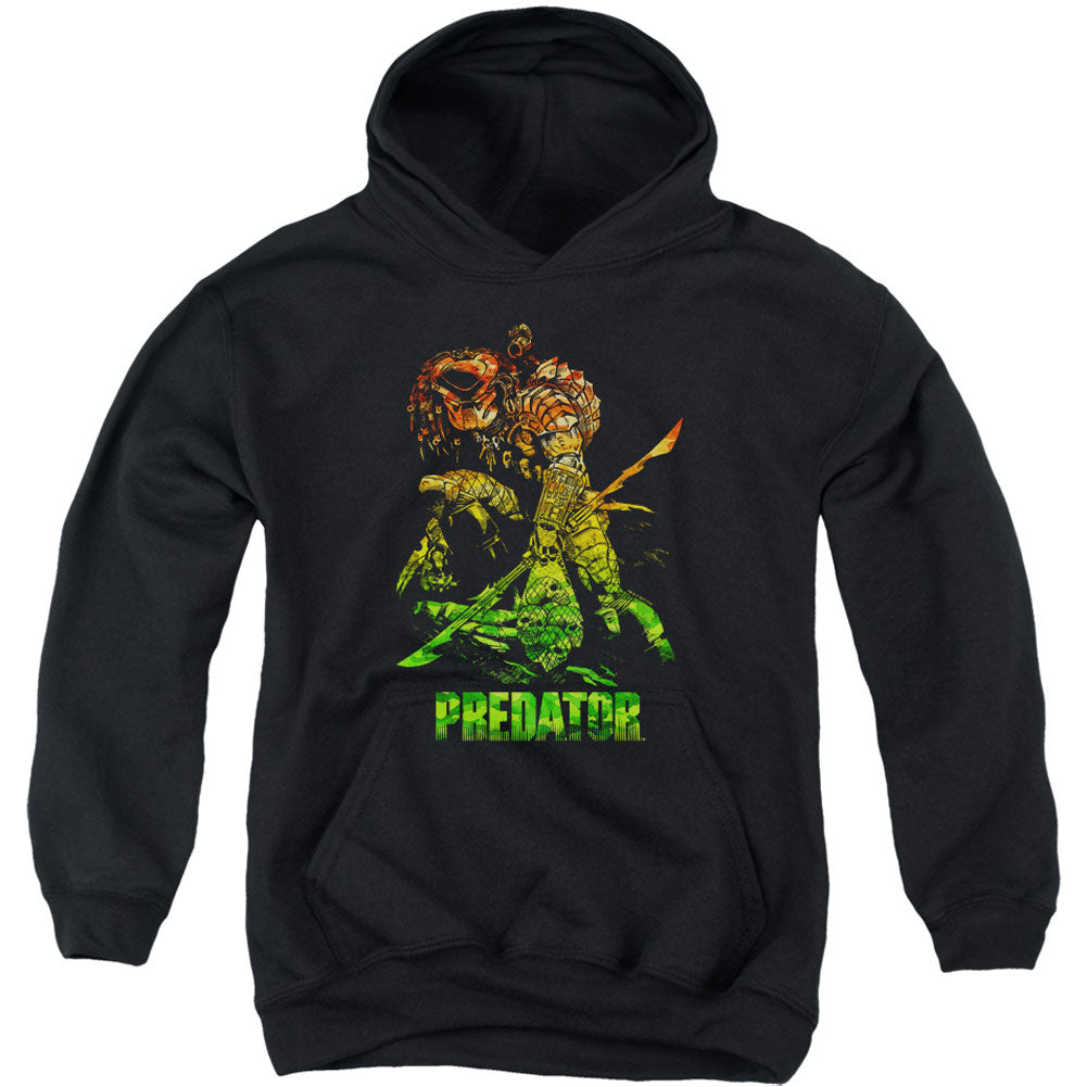 Camo Predator Youth 50% Poly Hooded Sweatshirt Front