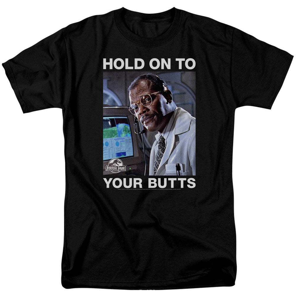 Jurassic Park Hold Onto Adult T-shirt Front