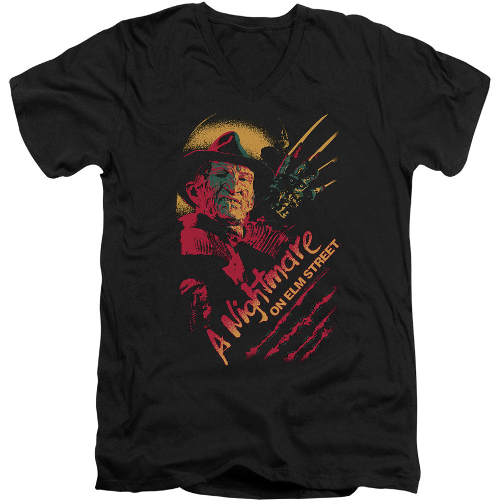 Nightmare On Elm Street Freddy Claws Adult V-Neck Slim Fit T-shirt Front
