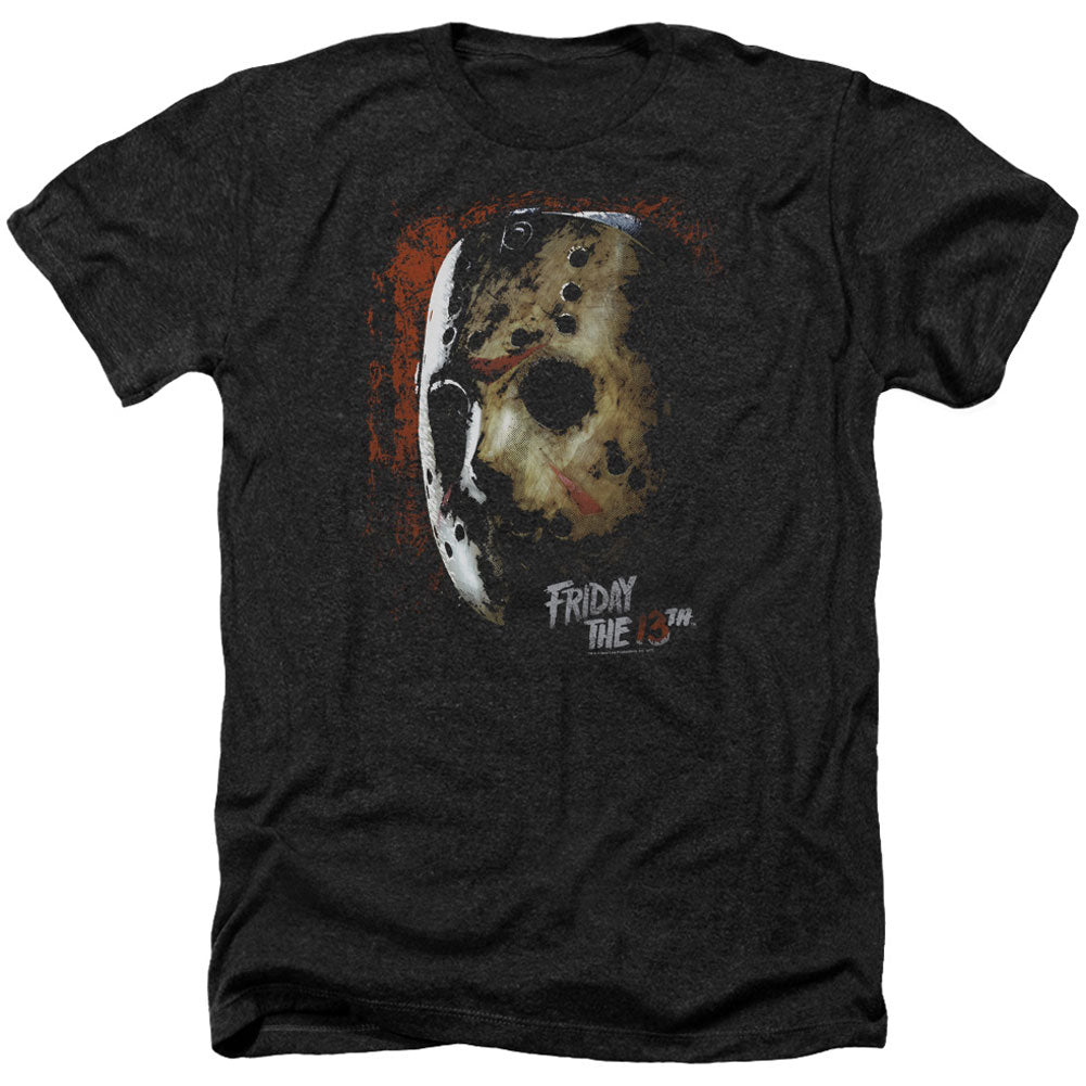 Friday The 13th Mask Of Death Adult Heather 40% Poly T-shirt Front