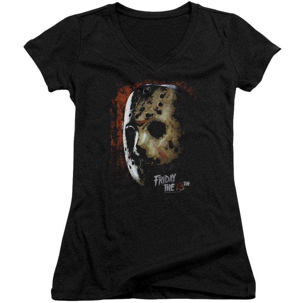 Friday The 13th Mask Of Death V-Neck Junior Top Front
