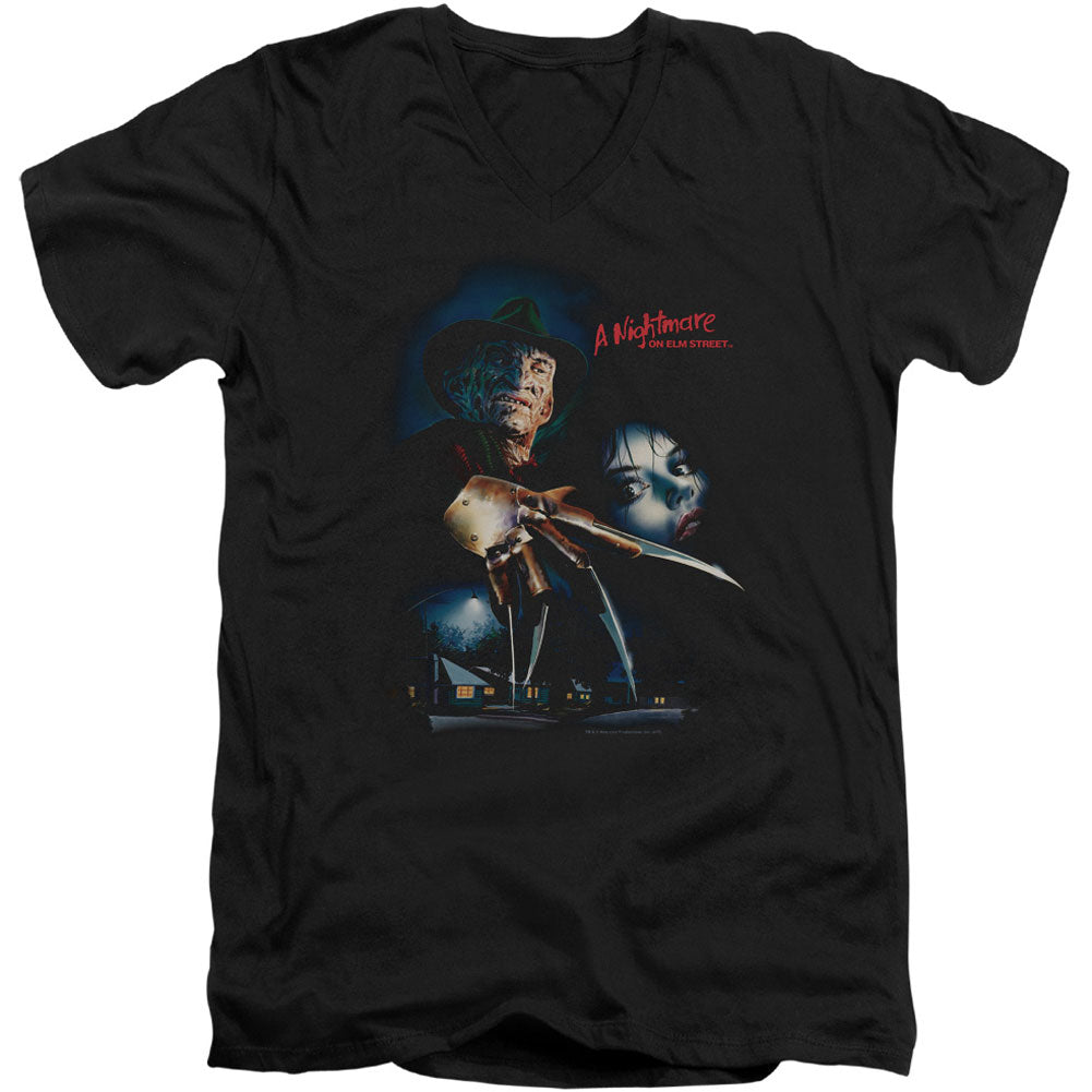 Nightmare On Elm Street Elm Street Poster Adult V-Neck Slim Fit T-shirt Front