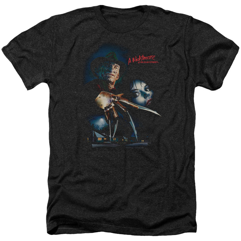 Nightmare On Elm Street Elm Street Poster Adult Heather 40% Poly T-shirt Front