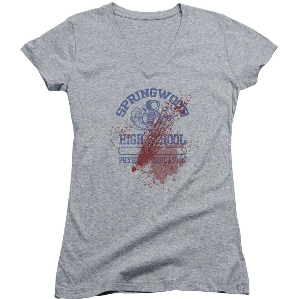 Nightmare On Elm Street Springwood High Victim V-Neck Junior Top Front