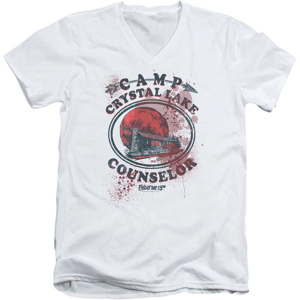 Friday The 13th Camp Counselor Victim Adult V-Neck Slim Fit T-shirt Front