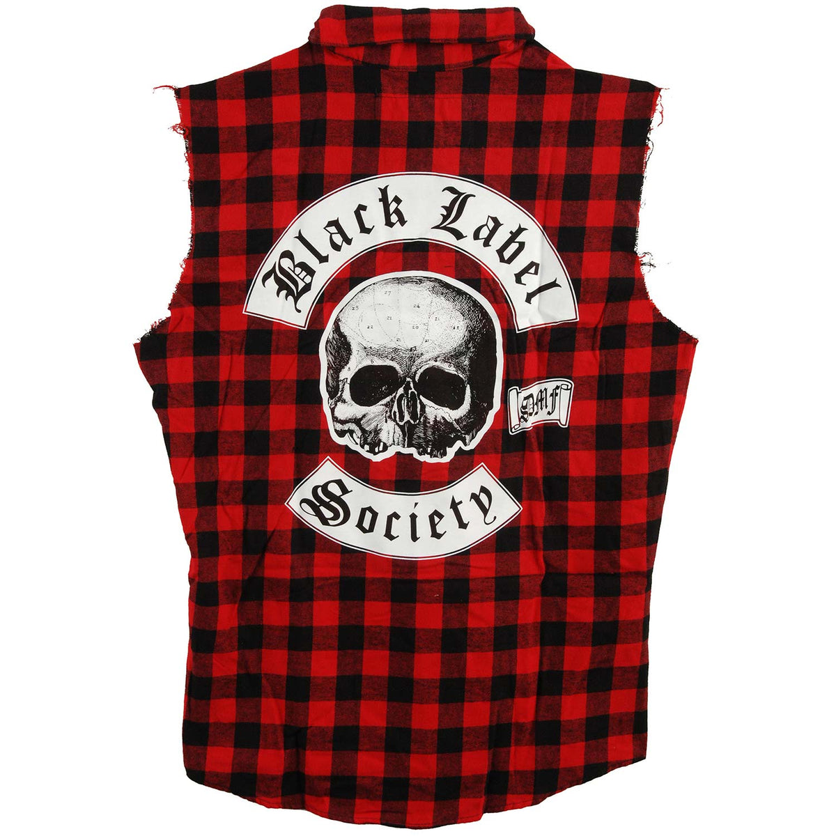 Black Label Society BLS Red Flannel Vest Flannel Back