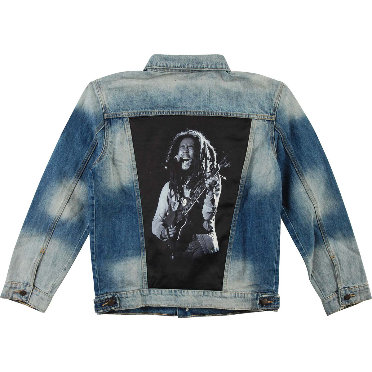 Bob Marley Rasta Blue Denim Jacket Back