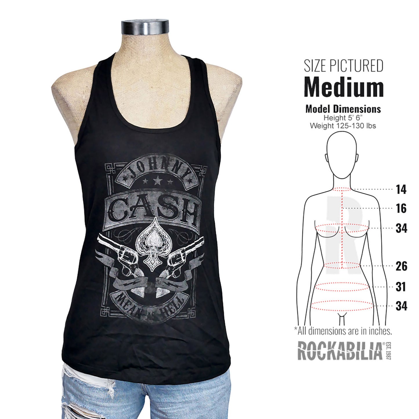 Johnny Cash Mean As Hell Racer Tank Womens Tank Alt 3