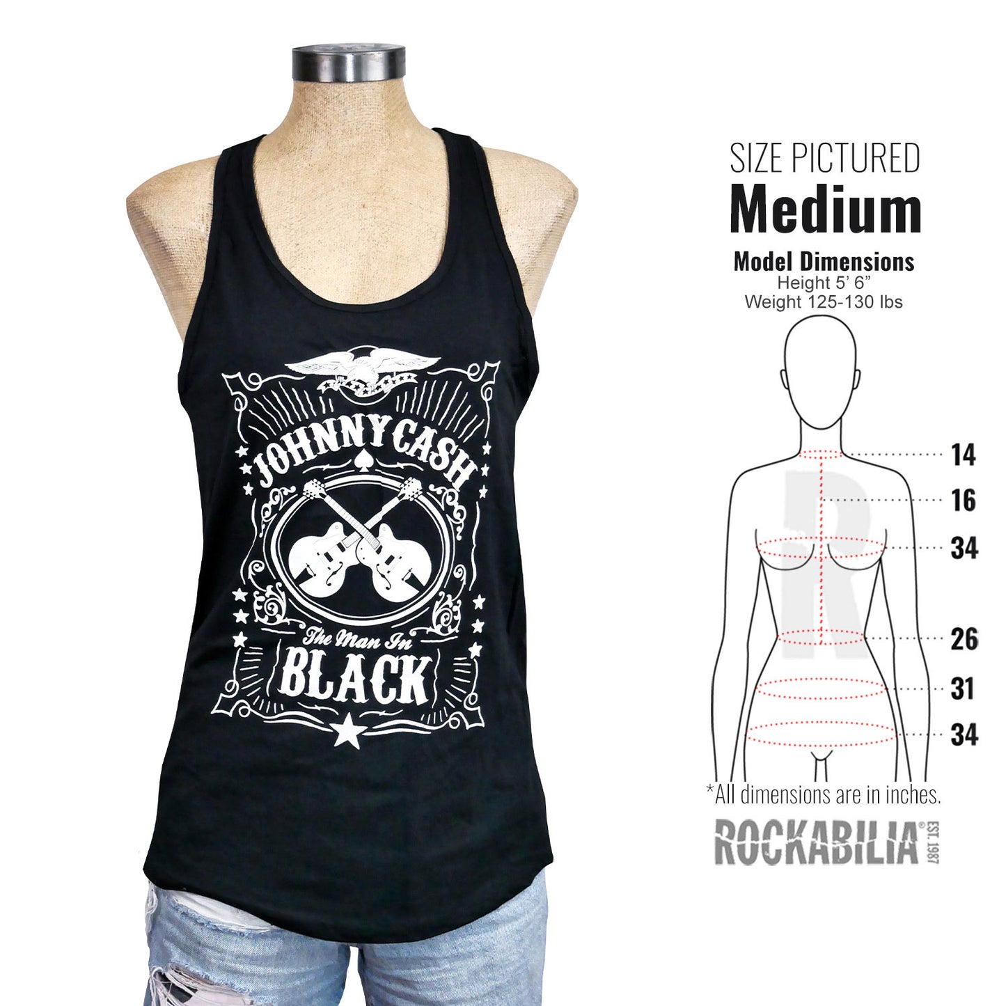 Johnny Cash MIB Label Racer Tank Junior Top Alt 3