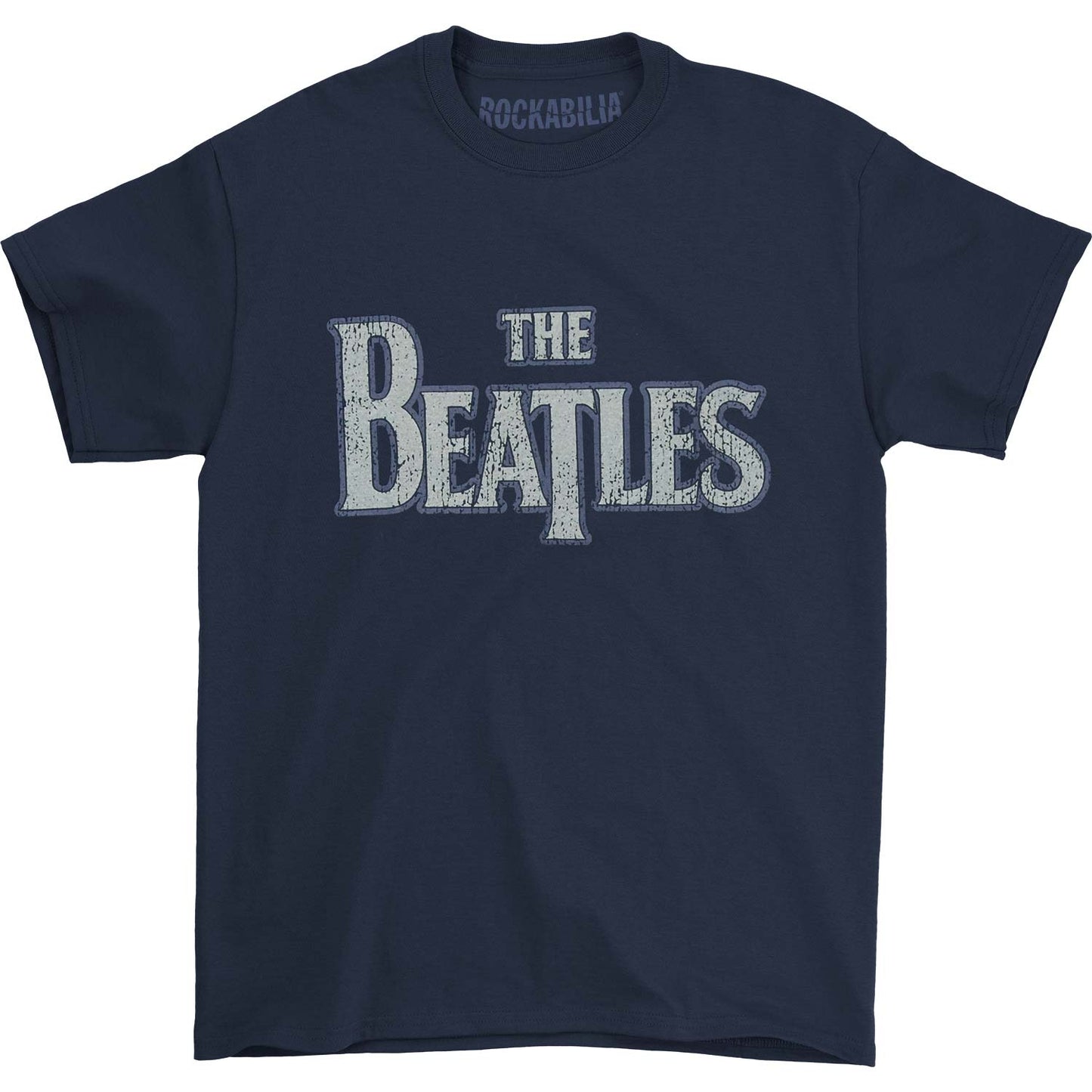Beatles Distressed Logo Tee (Blue) T-shirt Front