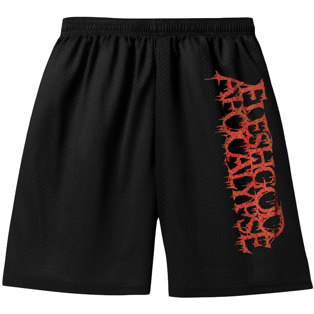 Fleshgod Apocalypse Vertical Red Logo Gym Shorts Front
