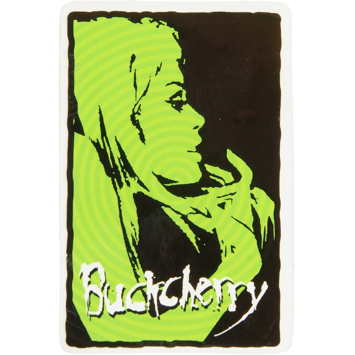 Buckcherry Green, Black & White Girl Photo & Logo (3.25" x 5") Sticker Front